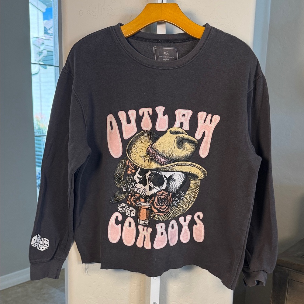 LOVE FOR HUMANITY COUTURE ULTRA FLEECE COLLECTION Outlaw Cowboy Sweatshirt - Picture 1 of 7